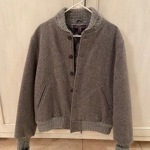 Champion vintage wool insulated button closure gray bomber jacket size large